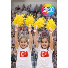 Toyfest Ponpon Mat Sarı Amigo Sopalı Dayanıklı Hafif Tezahürat Ponponu 2 Çift
