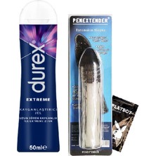 Durex Extreme Analjel 50 ml + 17CM Boy 3.5cm Ön Dolgusu Olan Dış Kısmı Tırtıklı Uzatıcı Büyük Boy Uzatmalı Peniskılıfı Modeli C-0084