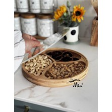 Özbience 3 Bölmeli Bambu Çerezlik ve Kahvaltılık, 25CM, Şık ve Fonksiyonel Tasarım