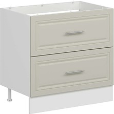 Alvinka Mutfak Modül Mbr_c Alt 2ç 90CM Evye Dolap Beyaz Kumtaşı Suntalam