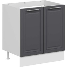 Alvinka Mutfak Modül Mbr_c Alt 2k 80CM Evye Dolap Beyaz Antrasit Suntalam