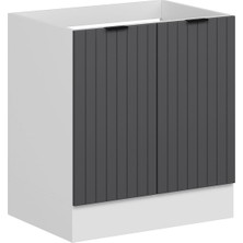 Alvinka Mutfak Modül Mbr_b Alt 2k 80CM Evye Dolap Beyaz Antrasit Suntalam