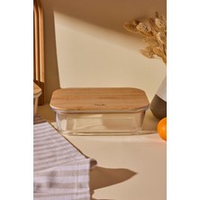 Özbience Bambu 1050 ml Dikdörtgen Cam Saklama Kabı, Sağlıklı ve Şık Tasarım