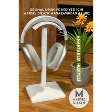 Marsel Dizayn Dekoratif Gamer Kulaklık Standı - Kulaklık Tutucu - Mermer Beyazı - Kış Temalı Anahtarlık Hediyeli - 24 cm