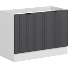 Alvinka Mutfak Modül Mbr_b Alt 2k 120CM Evye Dolap Beyaz Antrasit Suntalam