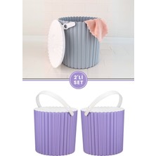 Özbience 2'li Çok Amaçlı Saklama Kabı Seti, Lila Renk