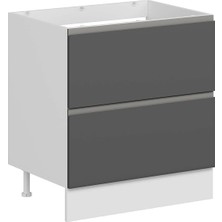 Alvinka Mutfak Modül Hg_j Alt 2ç 80CM Evye Dolap Beyaz Antrasit Suntalam