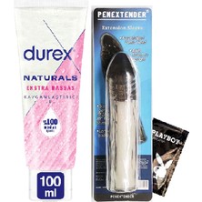 Durex Naturals Ekstra Hassas Jel 100 ml + 17CM Boy Üzeri Tırtıklı 73.5 cm Uzatmalı Prezervatif C-0084