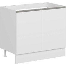 Alvinka Mutfak Modül Hg_j Alt 2k 100CM Evye Dolap Beyaz Beyaz Suntalam