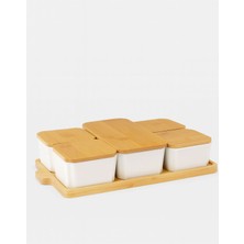 Özbience Bambu Kapaklı Standlı Porselen Kahvaltılık Seti, Zarif ve Dayanıklı Tasarım