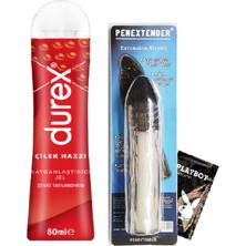 Durex Çilekli Jel 50 ml + 17 cm Şeffaf Tırtıklı Noktalı Uzatmalı Peniskılıfı C-0084