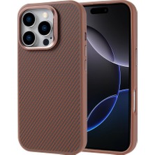 Subutu iPhone 16 Pro Max Kılıf Magsafe Şarj Özellikli Karbon Fiber Görünümlü Sbt Troy Kapak-Desert Titanyu