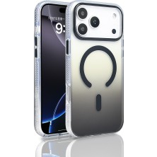 iPhone 17 Pro Max Kılıf M-Safe Şarj Özellikli Transparan Renk Geçişli Sbt Toros Kapak - Siyah