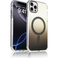 iPhone 15 Pro Max Kılıf M-Safe Şarj Özellikli Transparan Renk Geçişli Zore Toros Kapak - Gri