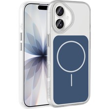 Subutu iPhone 17 Kılıf M-Safe Şarj Özellikli Metal Buton Tasarımlı Zore Ikonik Sert Silikon Kapak - Mavi