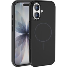 iPhone 17 Kılıf M-Safe Şarj Özellikli Metal Kamera Çerçeveli Sbt Edi Silikon Kapak - Siyah