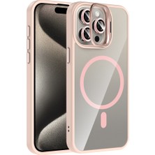 iPhone 15 Pro Max Kılıf Standlı ve Kamera Lens Hediyeli M-Safe Şarj Özellikli Sbt Etro Kapak - Pemb