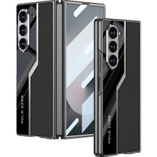 Subutu Galaxy Z Fold 6 Kılıf Ultra Ince Kamera Korumalı Pc + Deri Arka Yüzey Sbt Kıpta Poligan Kapak-Siyah