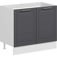 Alvinka Mutfak Modül Mbr_c Alt 2k 100CM Evye Dolap Beyaz Antrasit Suntalam