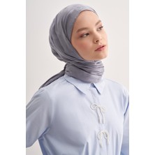 Carell Yazı Desen Jakar Italyan Ipekli Şal Silver Gri