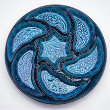 Özbience Desenli Kabartmalı Seramik 8 Parça Kahvaltı ve Çerezlik Sunum Seti