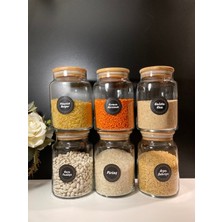 Özbience 6'lı Bambu Kapaklı Cam Kavanoz Seti 800 Ml, Saklama ve Organizasyon Için