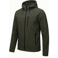 Genius Store Erkek Mont Içi Polarlı Softshell Mont Su ve Rüzgar Geçirmez Kapüşonlu Spor Mont