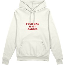 The Lucid Lab Your Dad Is My Cardio  Oversize Hoodie - Beyaz