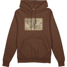 The Lucid Lab Yüzüklerin Efendisi Orta Dünya Haritası - Lord Of The Rings  Oversize Hoodie - Kahverengi