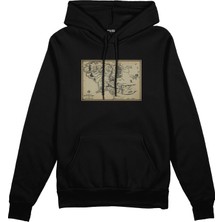 The Lucid Lab Yüzüklerin Efendisi Orta Dünya Haritası - Lord Of The Rings  Oversize Hoodie - Siyah