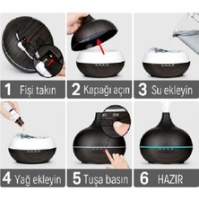 PremiumPort 550 ml Ultrasonik Aromalı Difüzör, Renkli LED Işıklı Hava Nemlendirme