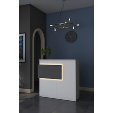 PremiumPort Modern LED Işıklı Çekmeceli Banko, Beyaz ve Antrasit Renk Seçenekleri