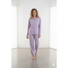 Cavlak Kadın Çizgili Pijama Takımı