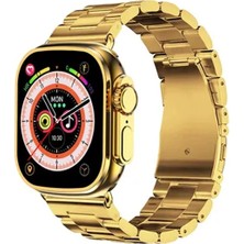 Yollayenilensin D8 Ultra Max Golden Edition Akıllı Saat 49MM 2.2" Full Screen Kablosuz Şarjlı Metal Deri Kordonlu