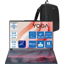 Lenovo Yoga Book 9 Intel Ultra 7 255H 32GB 1tb SSD Intel Arc 140T Gpu 2x 14" 2.8k Wqxga+ (2880X1800) OLED 750NITS Freedos Dokunmatik Taşınaiblir Bilgisayar 83KJ003DTRF10+ Yoga Pen +Zettaçanta