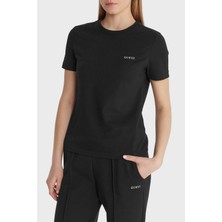Guess Logolu Pamuklu Slim Fit Bisiklet Yaka T Shirt V6RI07J1314 Bayan T Shirt V6RI07 J1314 Jblk