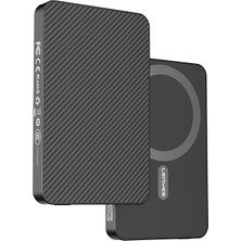 Lenyes P32 M-Safe Şarj Özellikli Aramid Fiber Powerbank 15W 5000MAH Siyah
