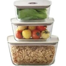 Özbience Pratik ve Şık 3’lü Cam Dikdörtgen Saklama Kabı Seti, Geniş ve Dayanıklı