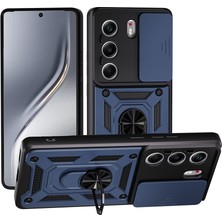Subutu Tecno Camon 40 4g Kılıf Magnetik Standlı Kamera Korumalı Sbt Sürgülü Vega Kapak - Mavi