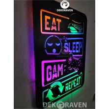 PremiumPort LED Işıklı Ahşap Oyun Temalı Tablo 80X75 Cm, 2m Kablo