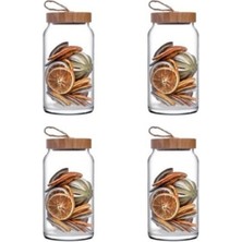 Özbience Bambu Kapaklı Kavanoz Seti 1130CC, 4'lü, Şık ve Dayanıklı Tasarım