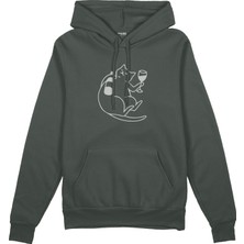 The Lucid Lab Wine Lover Cat  Oversize Hoodie - Antrasit