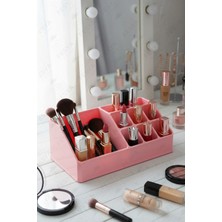Fesya Home 9 Bölmeli Makyaj Ruj Rimel Organizer Kozmetik Ürün Düzenleyici - Pembe