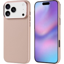 Subutu iPhone 17 Pro Max Kılıf M-Safe Şarj Özellikli Karbon Fiber Görünümlü Sbt Nekst Kapak - Bej