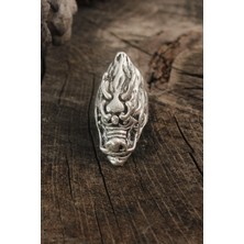 Callerrons Accessories Antik Gümüş Renk Ejderha Kafası Model Ayarlanabilir Erkek Yüzük // XD-EY614-ST