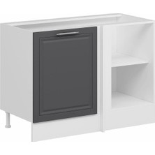 Alvinka Mutfak Modül Mbr_c Alt 1K1R 120CM Köşe Dolap Beyaz Antrasit Suntalam