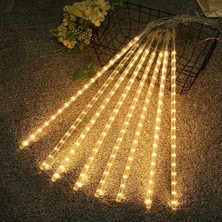 Horasan Ticaret 10'lu 45 cm Plastik Meteor LED USB 2m Kablo Sarı Renk Ağaç Işığı – Renk Değiştiren Asmalı Dekoratif Bahçe ve Dış Mekan Aydınlatması