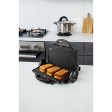 Özbience Yüksek Performanslı 180° Açılabilir Tost ve Izgara Makinesi Siyah