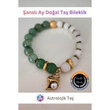 ASTRO STONES Şanslı Ay (Lucky Moon) Doğal Taş Bileklik Ay Taşı – Aventurin – Hematit ve Deniz Kabuğu Charmlı