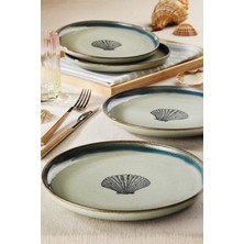 Kütahya Porselen Perla 4 Parça 21 cm Servis Tabağı Yeşil